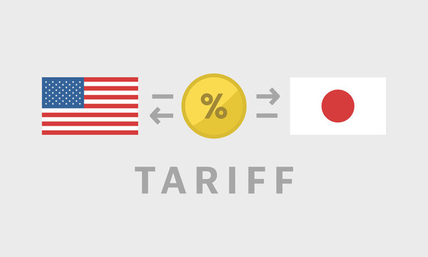 日本とアメリカの関税交渉をイメージしたベクターイラスト素材