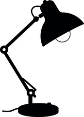 Black articulated desk lamp silhouette