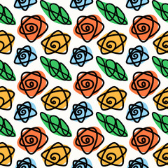 Colorful seamless pattern with flowers