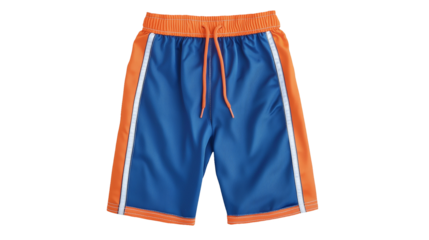 PNG a pair of shorts with orange and blue pants on a transparent background