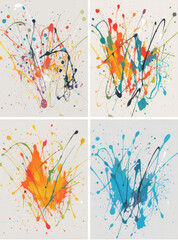  AI-generated image of abstract splatter art with vibrant colors and energetic paint drips on canvas.