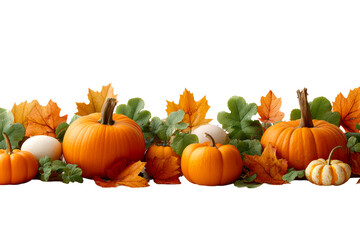 Autumn harvest display of pumpkins and leaves