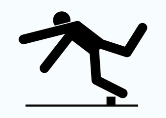 International sign warning floor level obstacle, black and white vector