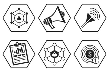 Set of business and marketing icons isolated on white background