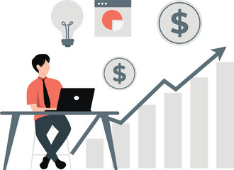 Boy increasing business marketing.