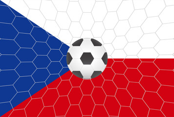 Flag of Czech Republic with Soccer Ball. Football Championship Concept. Vector Illustration.