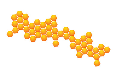 Orange blazing honeycomb, grid background from honeycomb. Abstract hot pattern. Vector