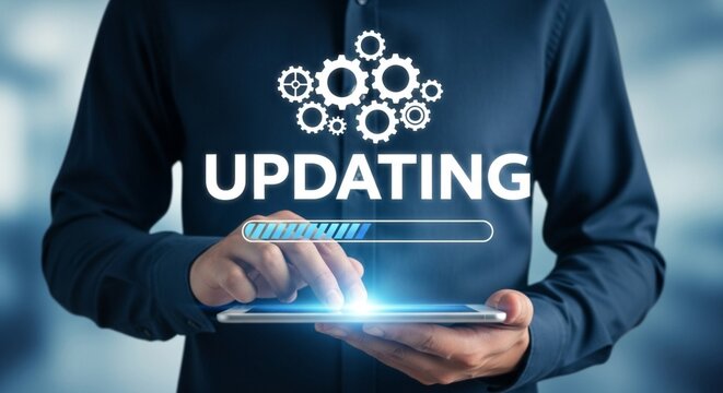 System Software Update Progress on Digital Tablet.