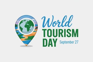 World tourism day celebration with globe and location pin