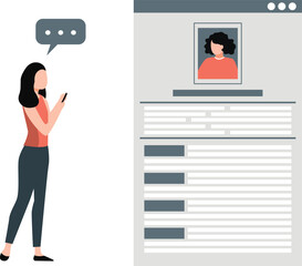 The girl is checking the document on her mobile