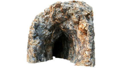 PNG the entrance to a cave in a rock formation on a transparent background