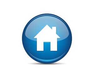 Glossy Blue Home Button:  Website Navigation Icon