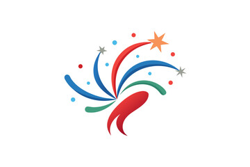 Obraz premium Firework burst icon featuring ribbon like curved tail spark elements