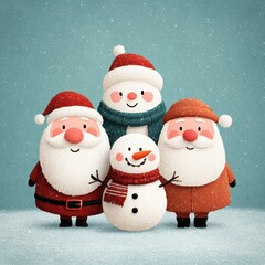 Festive gathering of cheerful characters dressed in winter attire celebrating the holiday season