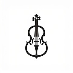 Fototapeta premium Minimalist Violin Graphic, Music Theme, White Background, Flat Design, Elegant Aesthetic