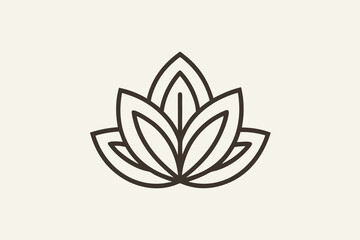 Minimal leaf ornament element thin clean outline decorative vector