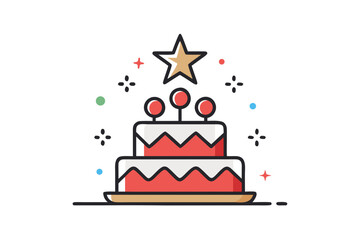Minimalist cake topper icon with festive star decoration