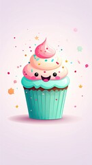 Adorable Cupcake Mascot Design Cute Bakery Illustration