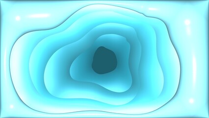 An abstract hand drawn with a layered, topographical design in various shades of blue. The layers appear to be sunken in, creating a 3D effect. The overall style is modern and minimalist.