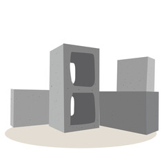 gray bricks.stack of cinder blocks isolated on white background. Gray bricks. 