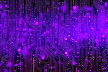 Obraz premium neon purple board placed on top of a computer motherboard AI