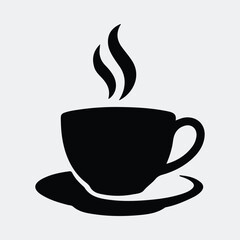 Silhouette coffee cup with steam vector illustration