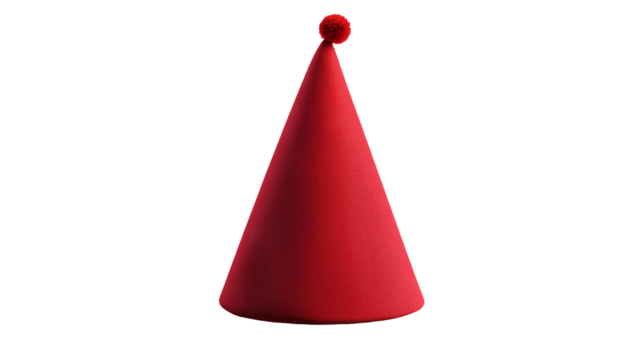 PNG a small red hat in the shape of a cone on a transparent background