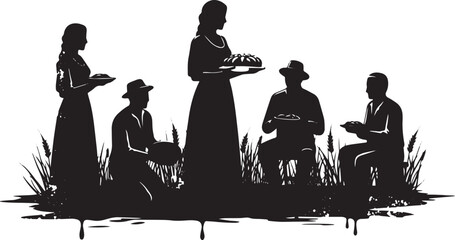 Timeless gathering monochrome silhouette celebrating community s