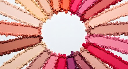 Crushed Eyeshadow Pigments Forming a Circular Makeup Color Burst