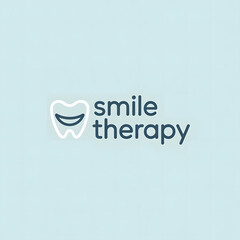 White tooth logo with blue text smile therapy on light blue background dental dentistry