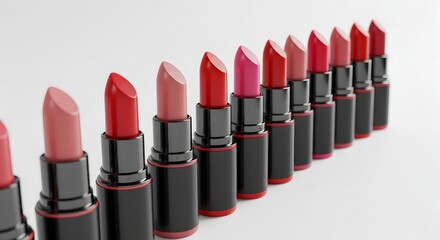 Lipstick Shades in Multiple Colors on White Background