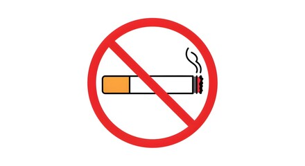 No Smoking Prohibition Symbol with Red Circle and Cigarette