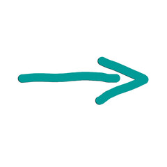 Light blue arrow sketch. Line and icon in hand-drawn style. Vector illustration, flat design.