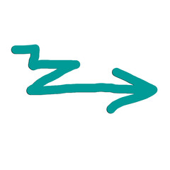 Light blue arrow sketch. Line and icon in hand-drawn style. Vector illustration, flat design.