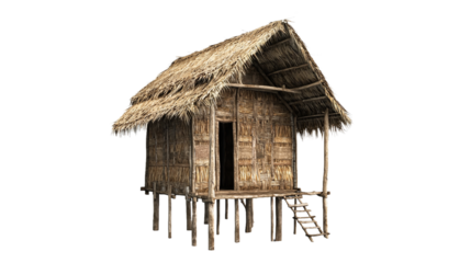 PNG 3d model of a wooden hut on stilts on a transparent background