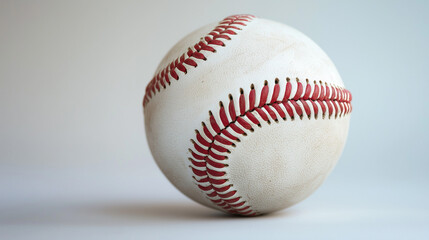 Baseball with minor stains from use, placed on a white background.
