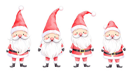 Tiny Santa Claus set for Christmas, Watercolor illustration set
