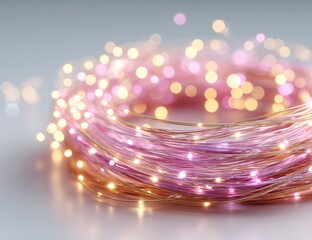 Circular string lights, pink and gold