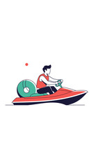 Man riding on a modern personal watercraft enjoying a summer day outdoor activity