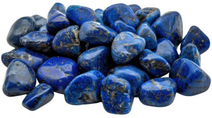 Lapis lazuli tumbled rock, stone, gem, specimen PNG set transparent background isolated graphic resource cutout. Lapidary, geology, rockhounding, collecting, gemstone, mineral.