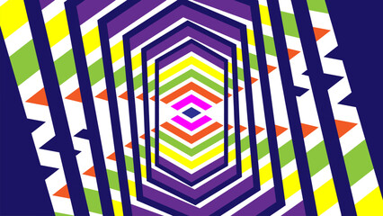 Abstract colorful tribal background. Geometric shape mosaic festival repeat. Polygon texture vector design