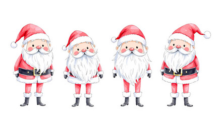 Set of vintage Santa Claus avatars. Cute Santa in a red hat and jacket, with a white beard. Christmas and New Year characters