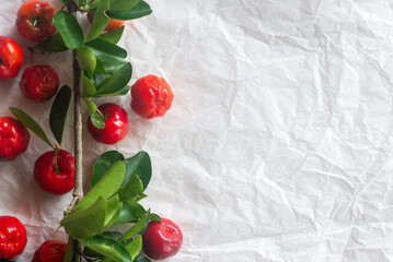 acerola cherry on white background