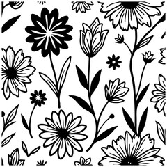 Delicate floral vector pattern with intricate blossoms and leaves creating timeless elegance for wallpaper textile design