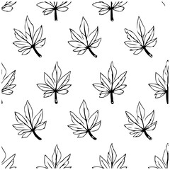 Minimalist seamless pattern of line art leaves creates a versatile and elegant background for various design projects
