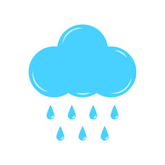 Cloud with Rain Drop Icon. Weather Symbol Isolated on Transparent Background for App, Web, and Graphic Design. Vector Illustration
