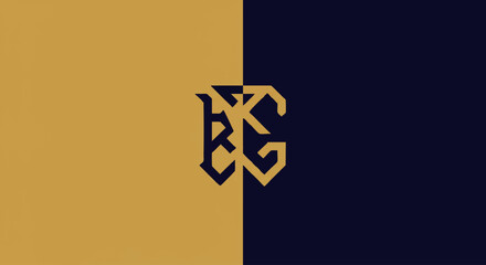 Elegant monogram featuring intertwined letters K and C, set against a split gold and navy background.