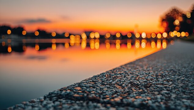 Lakeside sunset view