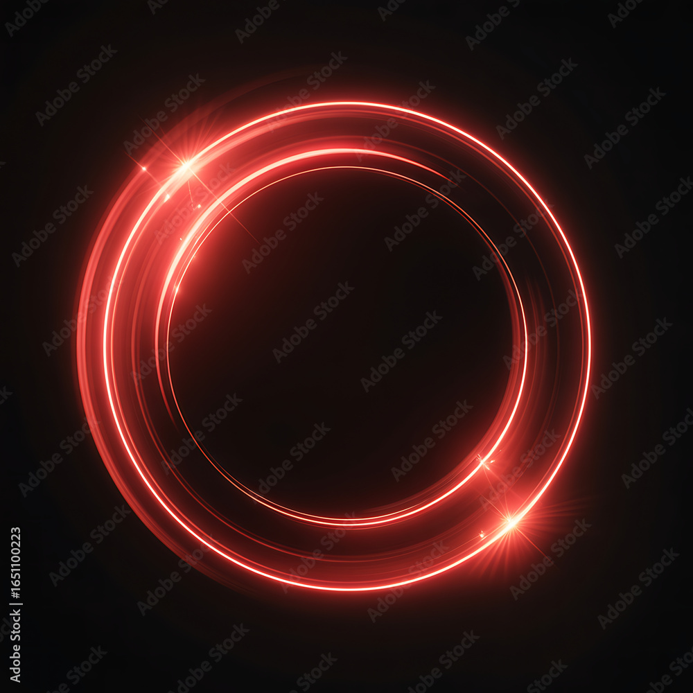 Poster abstract glowing red circular light trails with a dark background creating a futuristic energy vorte