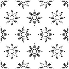 Obraz premium Seamless sun pattern radiating warmth and positivity in a repetitive design suitable for fabrics and backgrounds